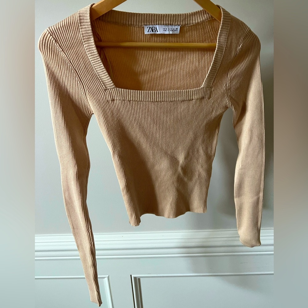 ZARA TOPS square neck fitted top